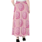 Pink Swirl Lollipop Pattern Print Chiffon Maxi Skirt
