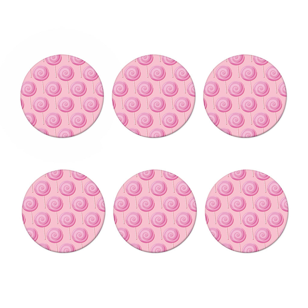 Pink Swirl Lollipop Pattern Print Coaster Set