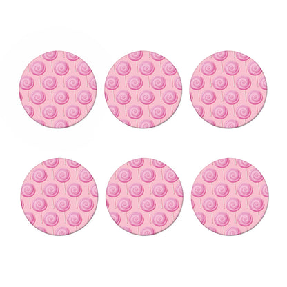 Pink Swirl Lollipop Pattern Print Coaster Set