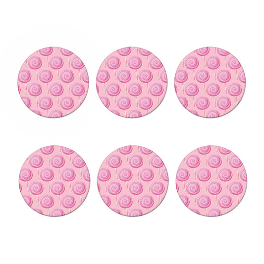 Pink Swirl Lollipop Pattern Print Coaster Set
