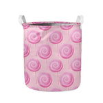 Pink Swirl Lollipop Pattern Print Collapsible Laundry Basket