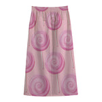 Pink Swirl Lollipop Pattern Print Cotton Front Slit Maxi Skirt