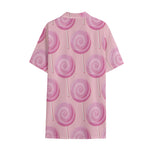 Pink Swirl Lollipop Pattern Print Cotton Hawaiian Shirt