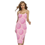 Pink Swirl Lollipop Pattern Print Cross Back Cami Dress