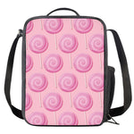 Pink Swirl Lollipop Pattern Print Crossbody Lunch Bag