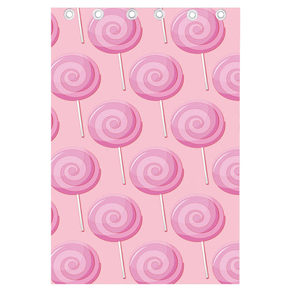 Pink Swirl Lollipop Pattern Print Curtain