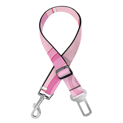 Pink Swirl Lollipop Pattern Print Dog Seat Belt