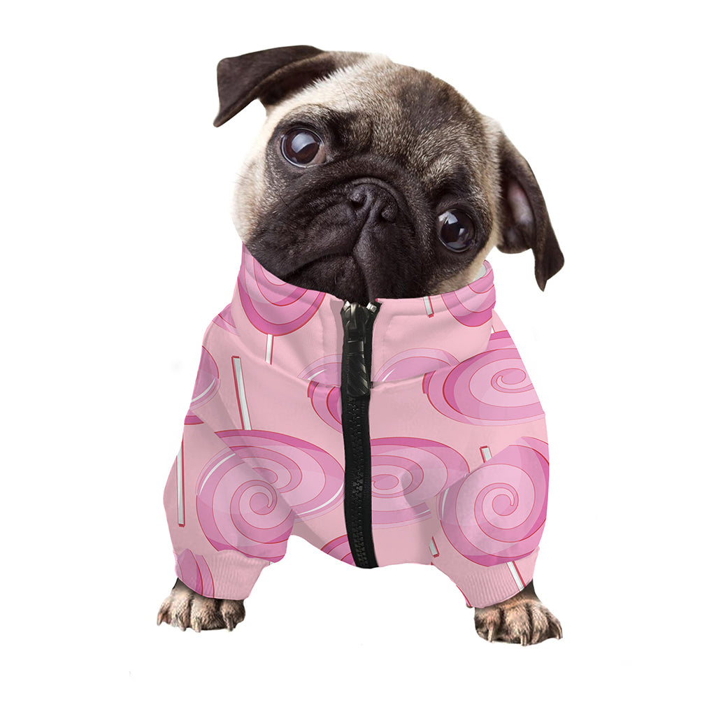 Pink Swirl Lollipop Pattern Print Dog Zip Up Jacket