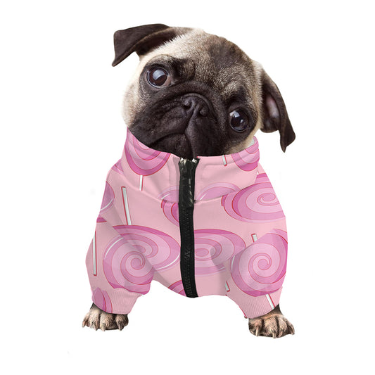 Pink Swirl Lollipop Pattern Print Dog Zip Up Jacket