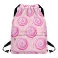 Pink Swirl Lollipop Pattern Print Drawstring Backpack