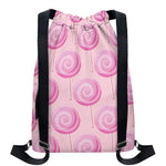 Pink Swirl Lollipop Pattern Print Drawstring Backpack