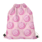 Pink Swirl Lollipop Pattern Print Drawstring Bag