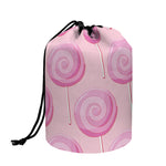 Pink Swirl Lollipop Pattern Print Drawstring Makeup Bag