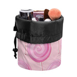 Pink Swirl Lollipop Pattern Print Drawstring Makeup Bag