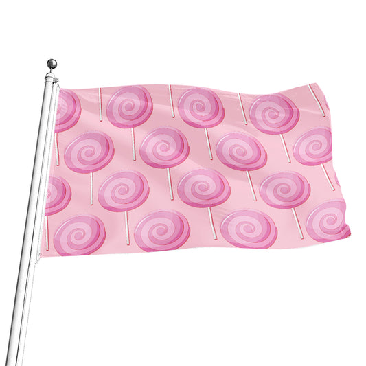 Pink Swirl Lollipop Pattern Print Flag