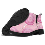 Pink Swirl Lollipop Pattern Print Flat Ankle Boots