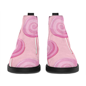 Pink Swirl Lollipop Pattern Print Flat Ankle Boots