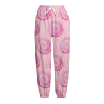 Pink Swirl Lollipop Pattern Print Fleece Lined Knit Pants