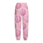 Pink Swirl Lollipop Pattern Print Fleece Lined Knit Pants