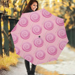 Pink Swirl Lollipop Pattern Print Foldable Umbrella