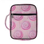 Pink Swirl Lollipop Pattern Print Front Pocket Bible Bag