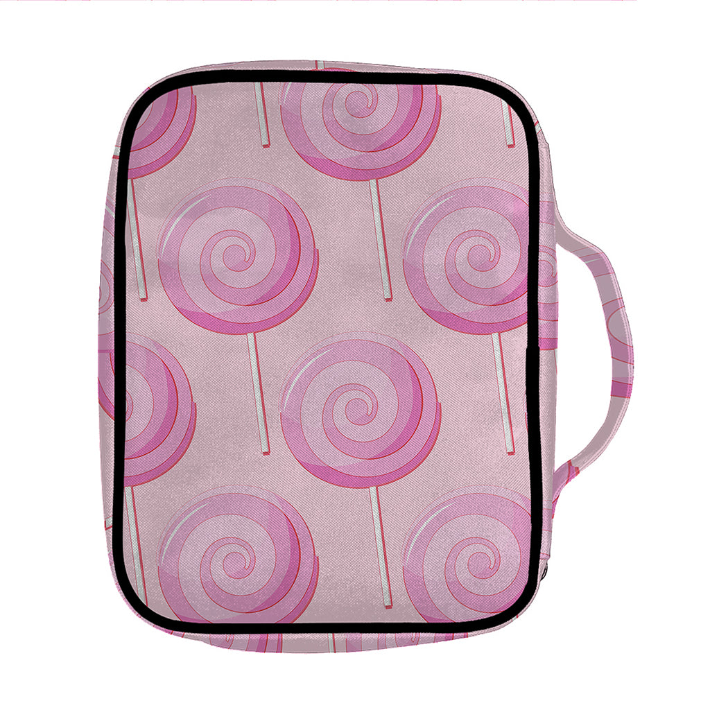 Pink Swirl Lollipop Pattern Print Front Pocket Bible Bag