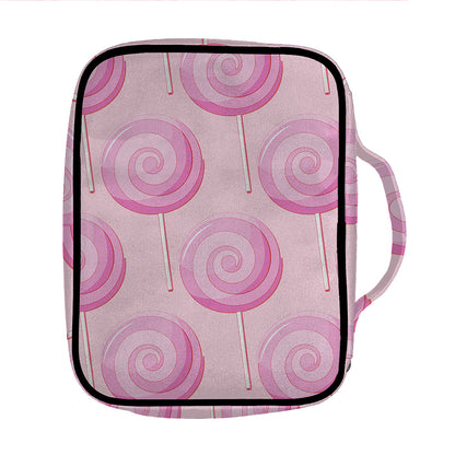 Pink Swirl Lollipop Pattern Print Front Pocket Bible Bag