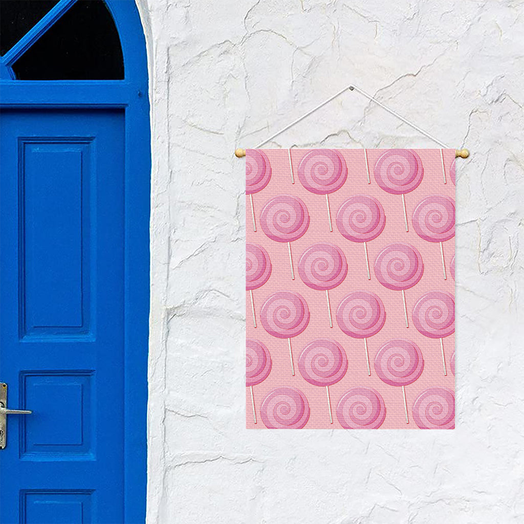 Pink Swirl Lollipop Pattern Print Garden Flag
