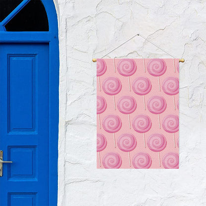 Pink Swirl Lollipop Pattern Print Garden Flag