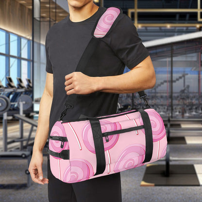 Pink Swirl Lollipop Pattern Print Gym Bag