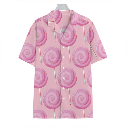 Pink Swirl Lollipop Pattern Print Hawaiian Shirt