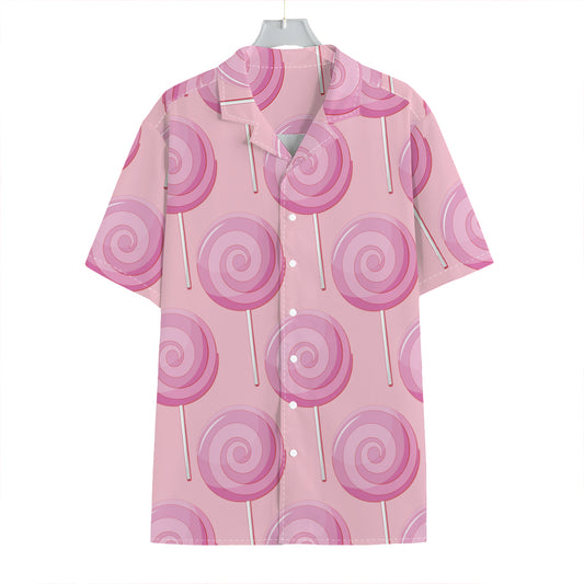 Pink Swirl Lollipop Pattern Print Hawaiian Shirt