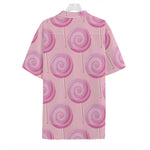 Pink Swirl Lollipop Pattern Print Hawaiian Shirt