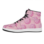 Pink Swirl Lollipop Pattern Print High Top Leather Sneakers