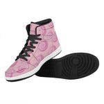 Pink Swirl Lollipop Pattern Print High Top Leather Sneakers