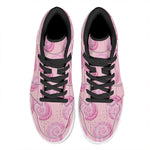 Pink Swirl Lollipop Pattern Print High Top Leather Sneakers