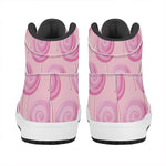 Pink Swirl Lollipop Pattern Print High Top Leather Sneakers