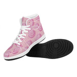 Pink Swirl Lollipop Pattern Print High Top Leather Sneakers