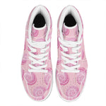 Pink Swirl Lollipop Pattern Print High Top Leather Sneakers