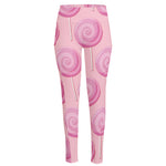 Pink Swirl Lollipop Pattern Print High-Waisted Pocket Leggings