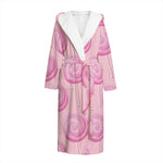 Pink Swirl Lollipop Pattern Print Hooded Bathrobe