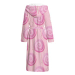 Pink Swirl Lollipop Pattern Print Hooded Bathrobe