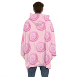 Pink Swirl Lollipop Pattern Print Hoodie Blanket
