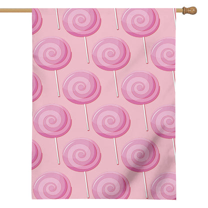 Pink Swirl Lollipop Pattern Print House Flag