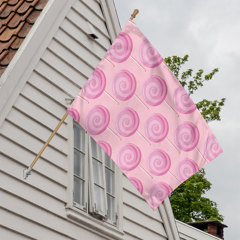 Pink Swirl Lollipop Pattern Print House Flag