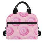 Pink Swirl Lollipop Pattern Print Insulated Lunch Bag