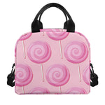 Pink Swirl Lollipop Pattern Print Insulated Lunch Bag