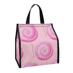 Pink Swirl Lollipop Pattern Print Insulated Lunch Tote