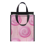 Pink Swirl Lollipop Pattern Print Insulated Lunch Tote