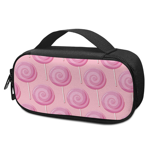 Pink Swirl Lollipop Pattern Print Insulin Cooler Travel Case